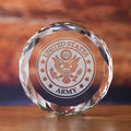 Army Seal Insignia, Crystal Paperweight Gift, Engraved