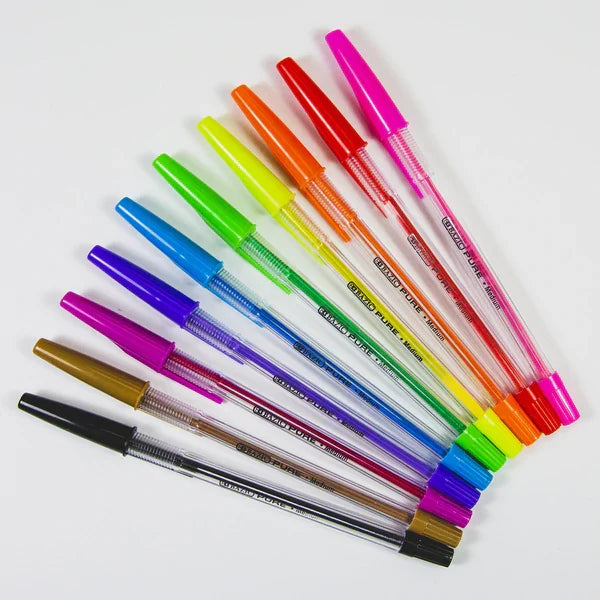BAZIC 10 Pure Neon Color Stick Pen Sold in 24 Units