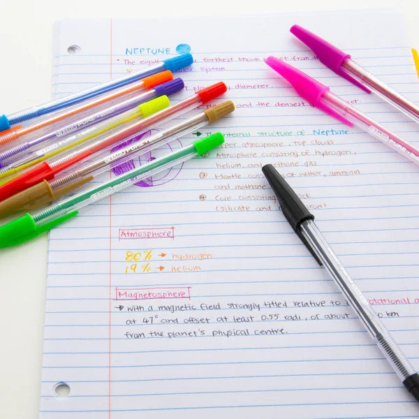BAZIC 10 Pure Neon Color Stick Pen Sold in 24 Units