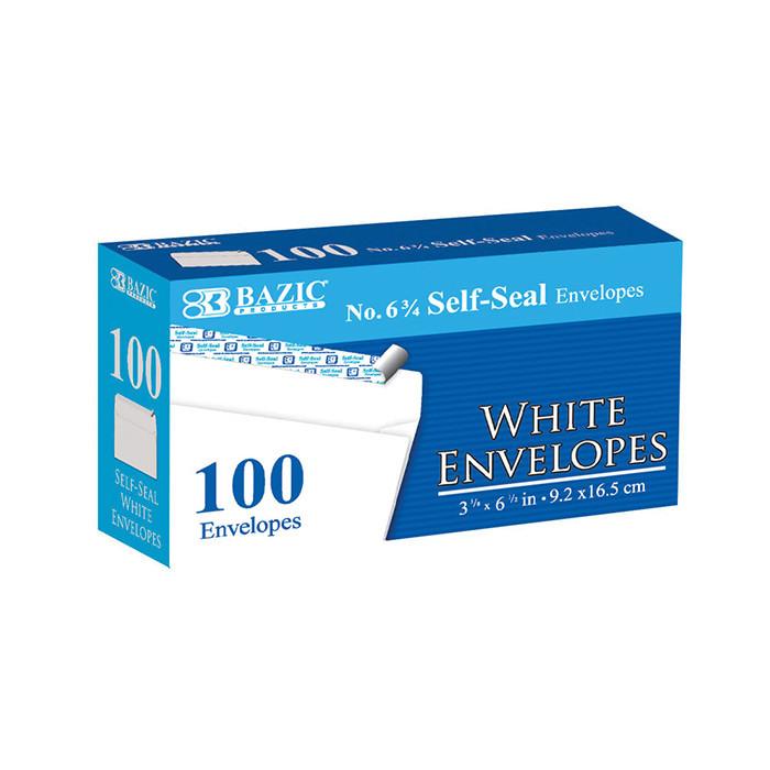 BAZIC #6 3/4 Self-Seal White Envelope (100/Pack) Sold in 24 Units