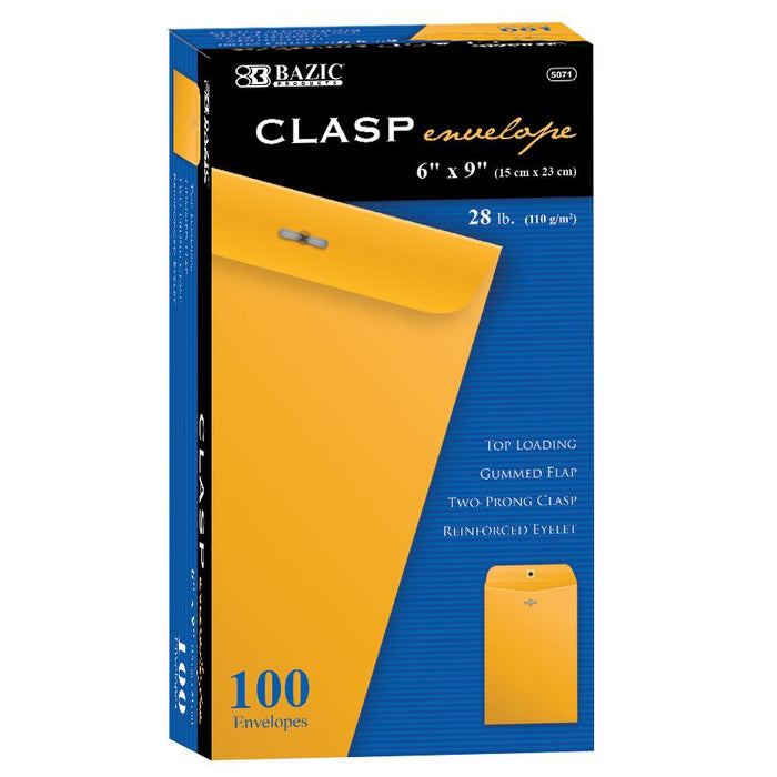 BAZIC 6" X 9" Clasp Envelope (100/Box) Sold in 10 Units