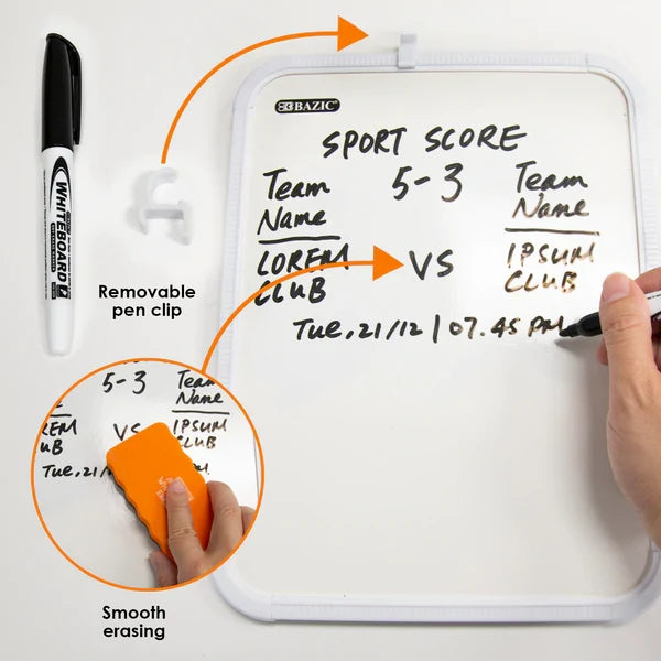 BAZIC 8.5" X 11" Dry Erase Board w/ Marker Sold in 12 Units