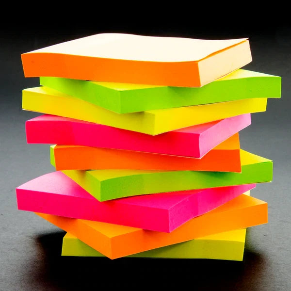 BAZIC 90 Ct. 3" X 3" Neon Stick On Notes (12/Shrink) Sold in 12 Units