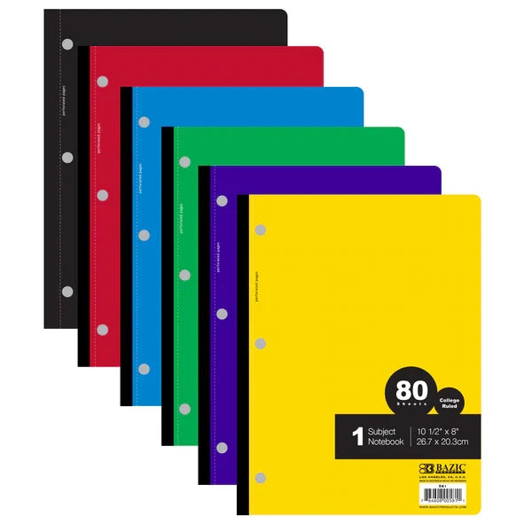 BAZIC C/R 80 Ct. 1-Subject Wireless Notebook Sold in 24 Units