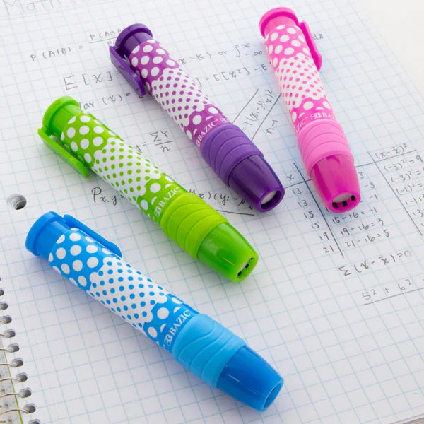 BAZIC Dot.ted Retractable Stick Erasers (2/Pack) Sold in 24 Units