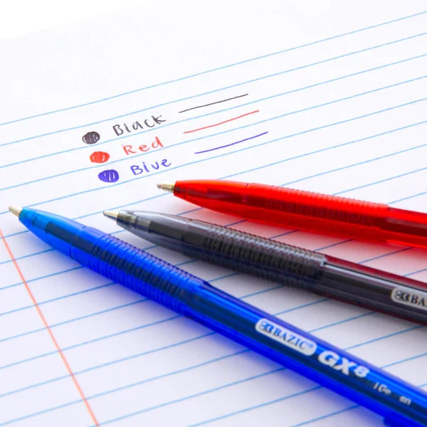 BAZIC GX-8 Blue Oil-Gel Ink Pen (12/Box) Sold in 12 Units