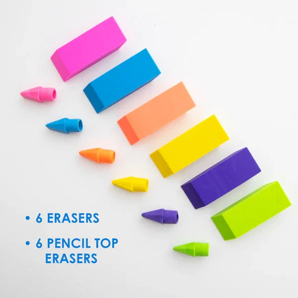 BAZIC Neon Eraser Sets (12/Pack) Sold in 24 Units
