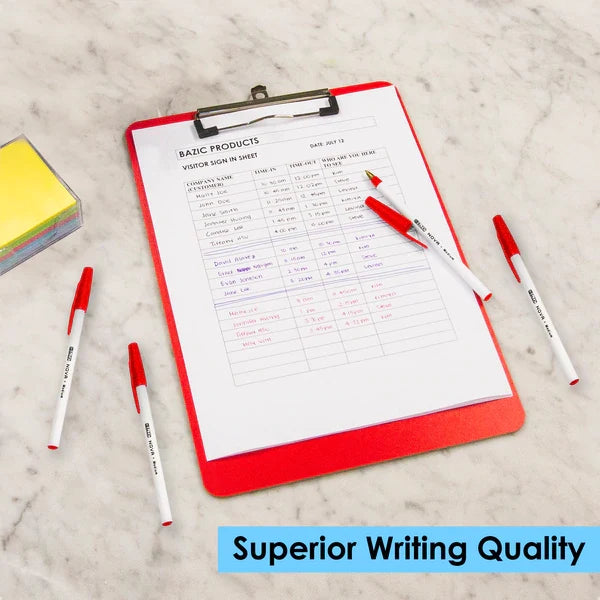 BAZIC Nova Red Color Stick Pen (12/Box) Sold in 12 Units