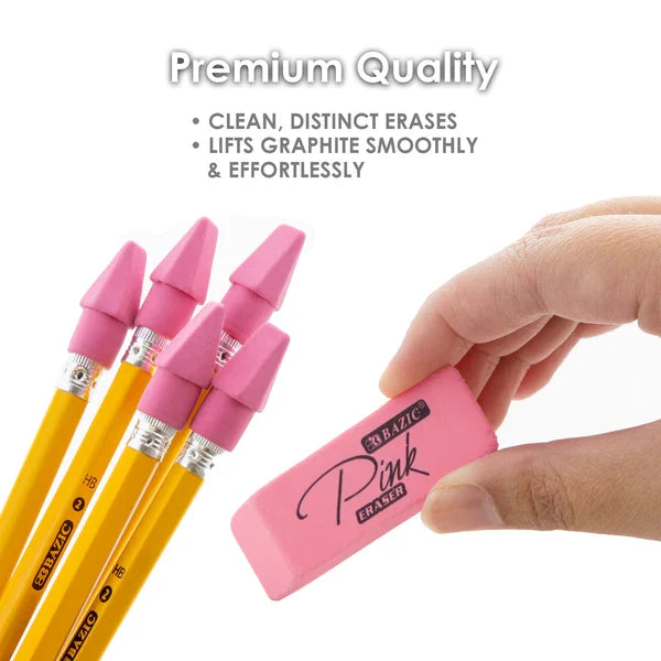 BAZIC Pink Eraser Sets ( 15/Pack) Sold in 24 Units