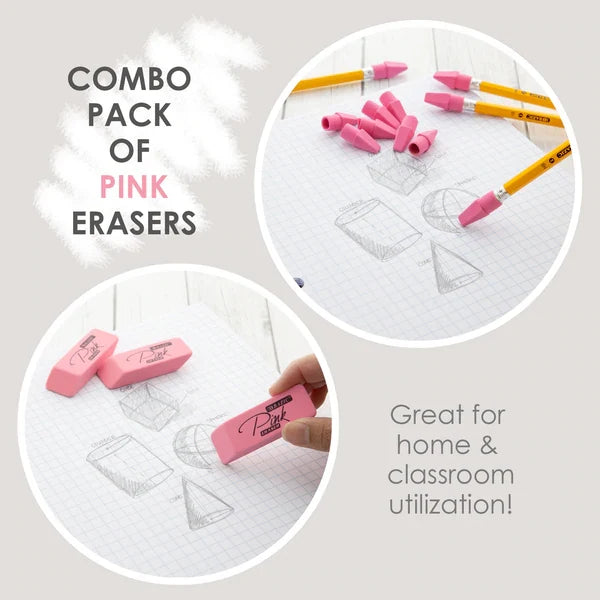 BAZIC Pink Eraser Sets ( 15/Pack) Sold in 24 Units