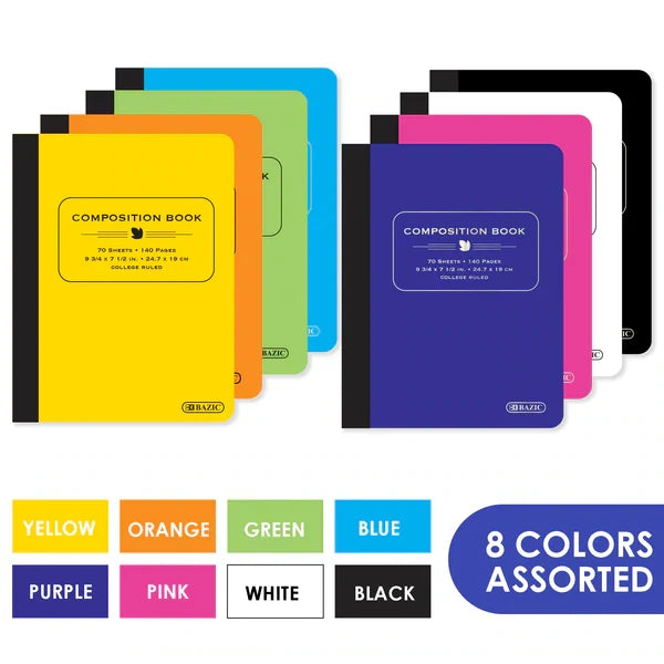 BAZIC W/R 70 Ct. Poly Cover Composition Book Sold in 48 Units