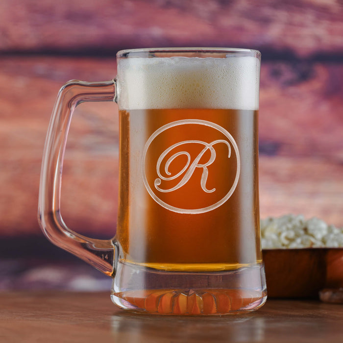 Beer Mug, Engraved Monogram, Personalized