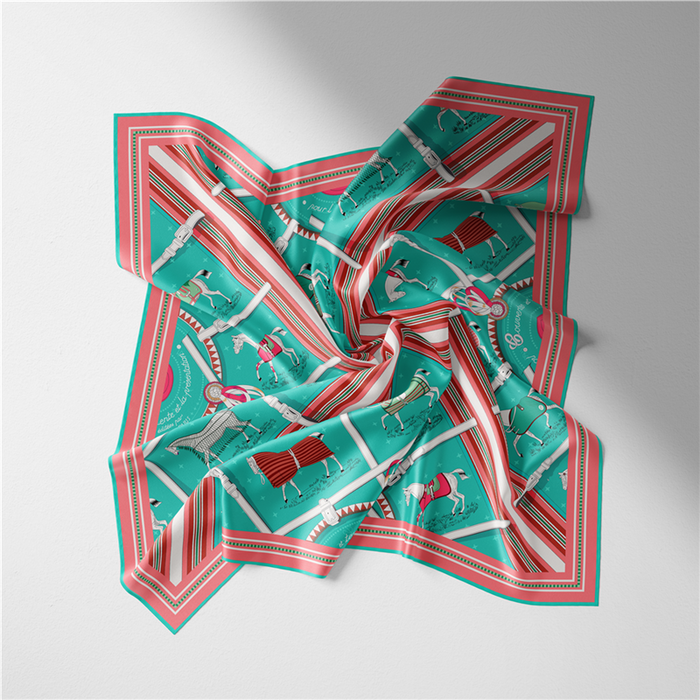 Beronia Green Silk Scarf / 53cm