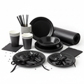 Ultimate black tableware party bundle for 24 guests - complete premium party set