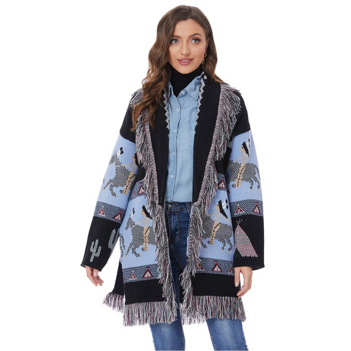 Blue Takoda Oversized Cardigan Jacket