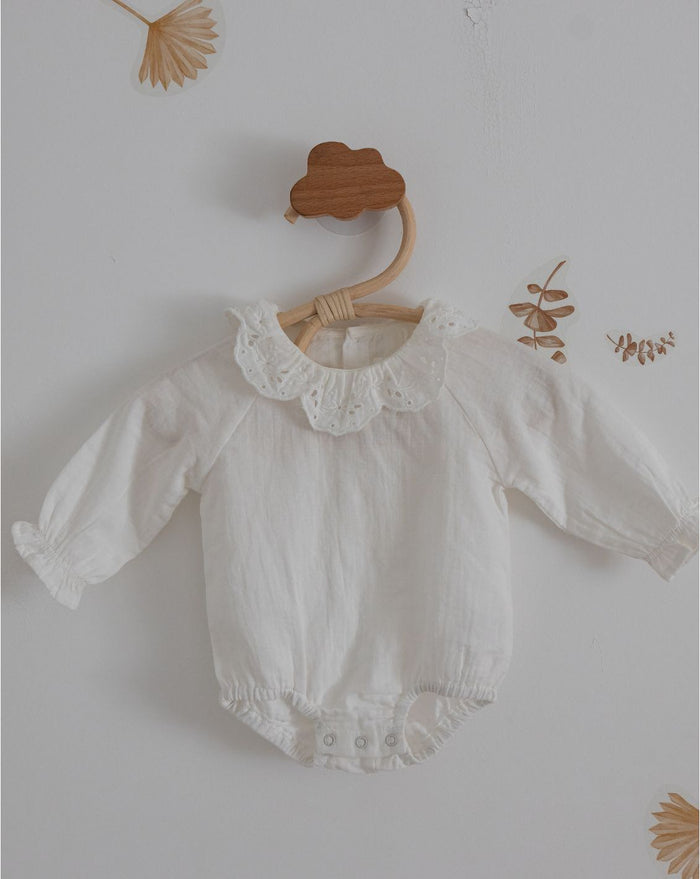 Bodysuit With Embroidery Ruffle Collar BR33