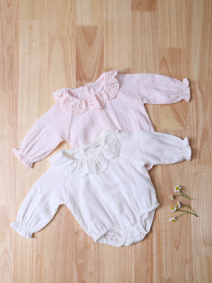 Bodysuit With Embroidery Ruffle Collar BR33