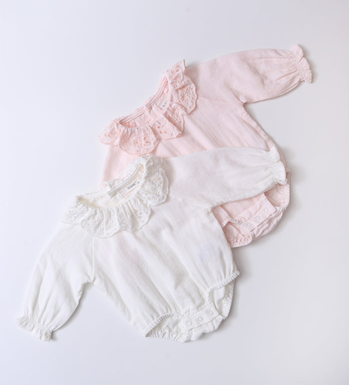 Bodysuit With Embroidery Ruffle Collar BR33