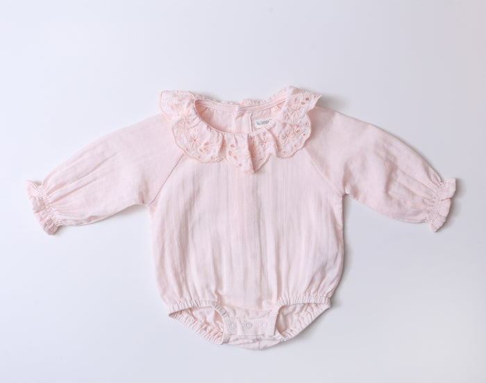 Bodysuit With Embroidery Ruffle Collar BR33