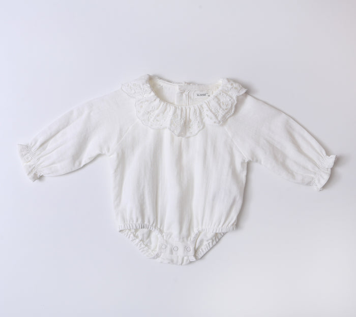 Bodysuit With Embroidery Ruffle Collar BR33