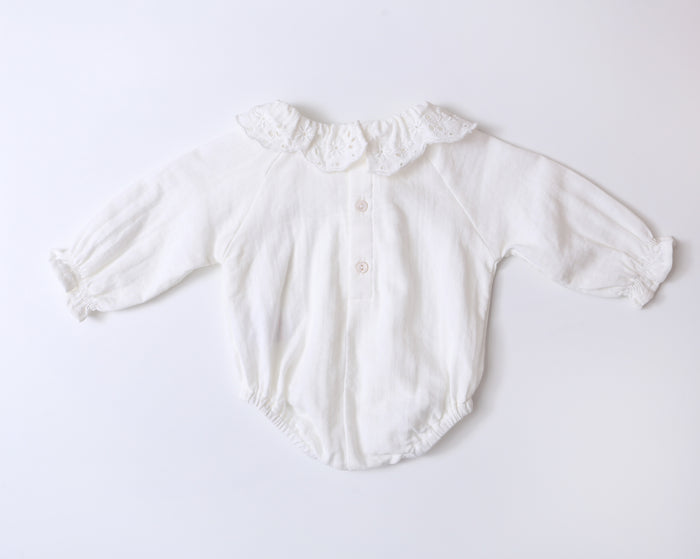 Bodysuit With Embroidery Ruffle Collar BR33