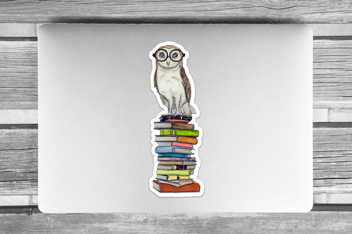 PinkPolish Design Giant Stickers "Book-Learned Owl'  Giant Vinyl Die Cut Sticker