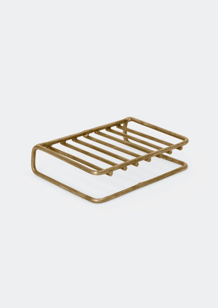 A wire brass soap stand.