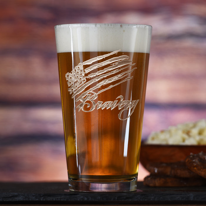 Bravery Flag Stars & Stripes, Pint Pub Beer Glass
