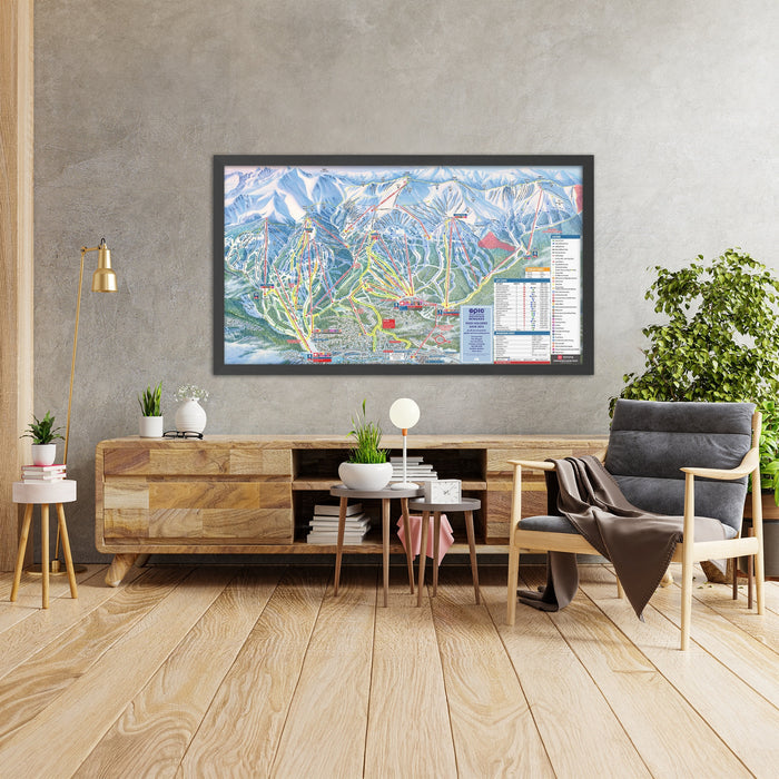 A framed image of Breckenridge, Colorado in the style of a simple and modern golf course map