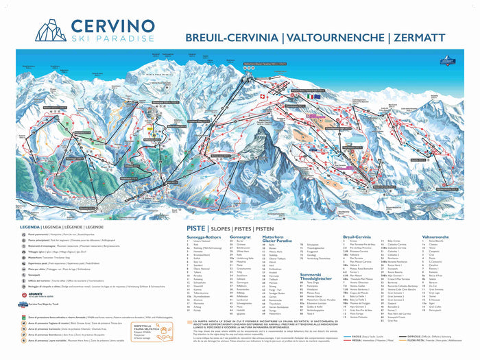 Breuil-Cervinia Piste Map, Italy