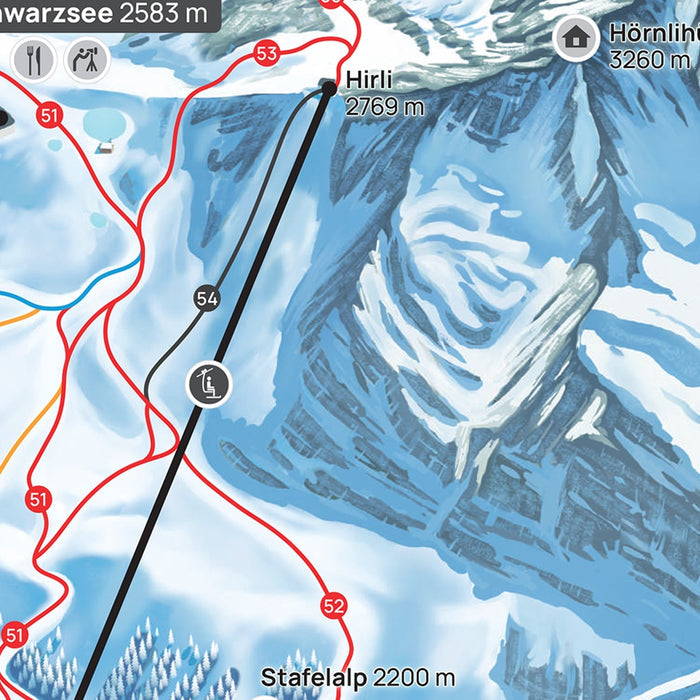 Breuil-Cervinia Piste Map, Italy
