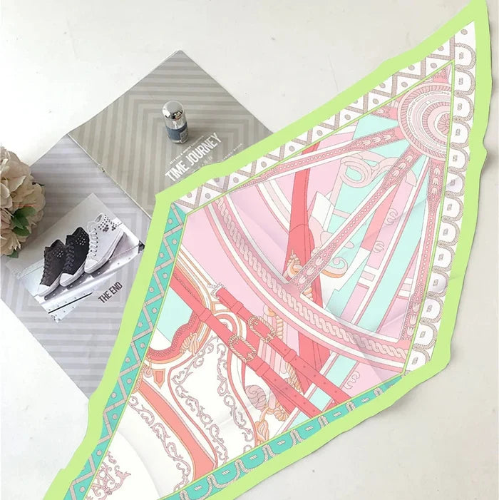 Carriage Wheel Green Silk Diamond Scarf