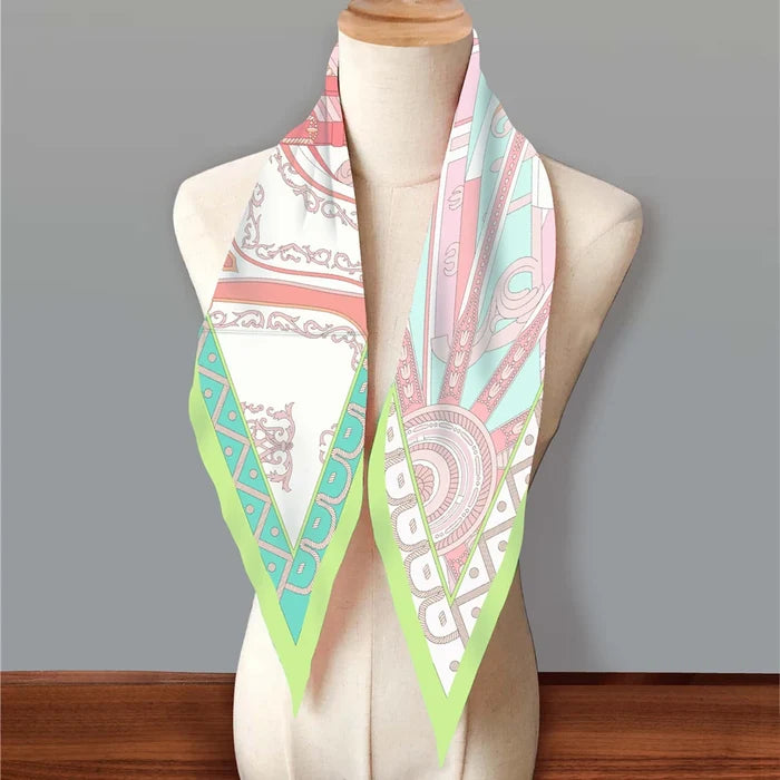 Carriage Wheel Green Silk Diamond Scarf