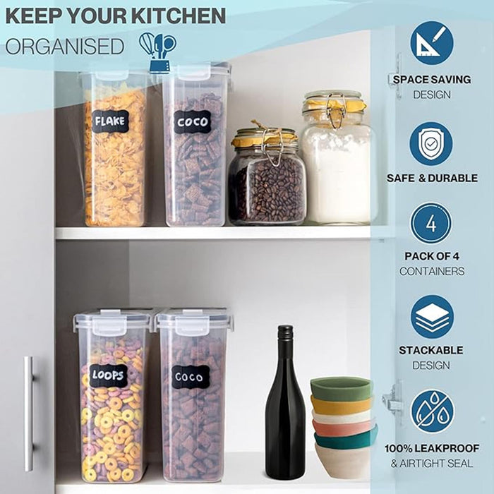 Keep your kitchen organized with the safe and durable cereal containers with stackable and space saving design - leakproof containers.