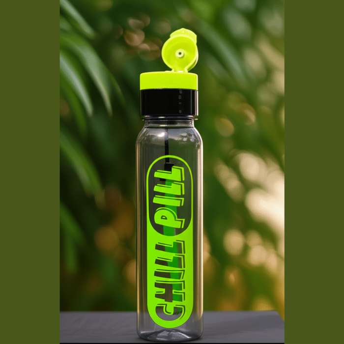 Chill Pill Black Print 500ml Water Bottle – Leak-Proof, BPA-Free with Flip Cap ( Pack of 1 )