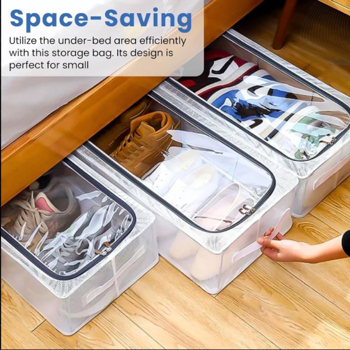 Clear Foldable Shoe Bag – Transparent Dustproof Shoe Storage Box, Space-Saving Sneaker Organizer (Pack of 1)