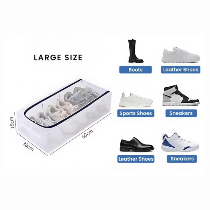 Clear Foldable Shoe Bag – Transparent Dustproof Shoe Storage Box, Space-Saving Sneaker Organizer (Pack of 1)