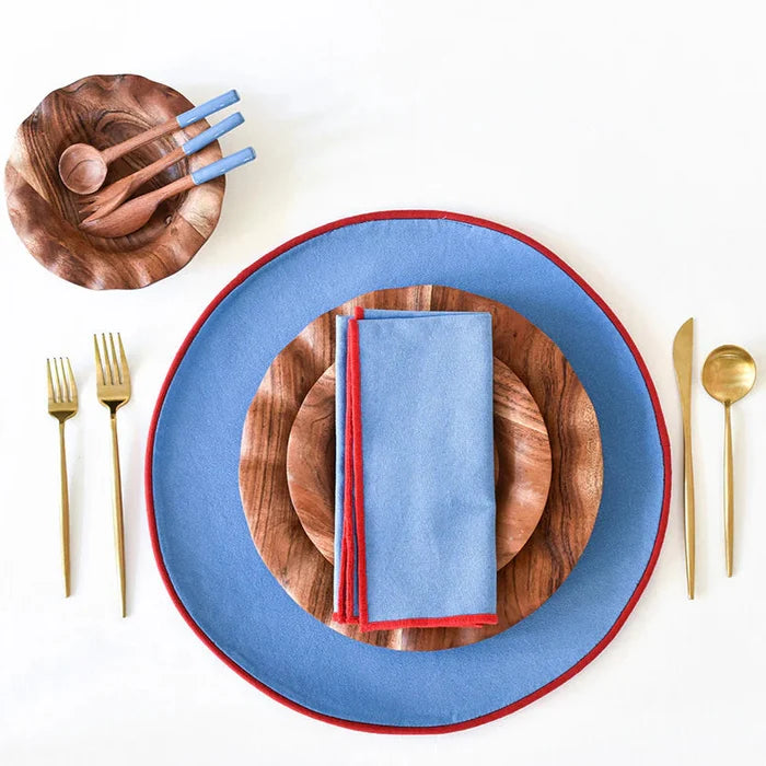 Color Block Round Placemat Set, French Blue