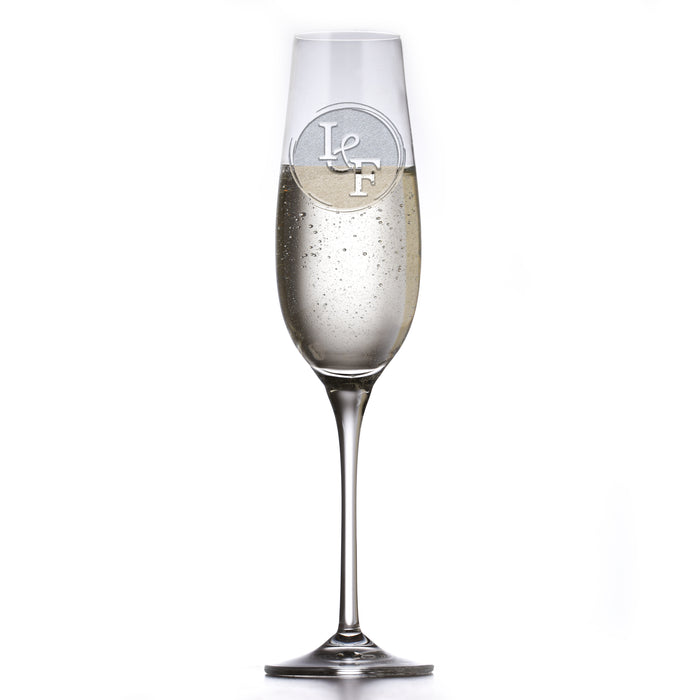 Couples' Initials, Crystal Champagne Glass, Engraved