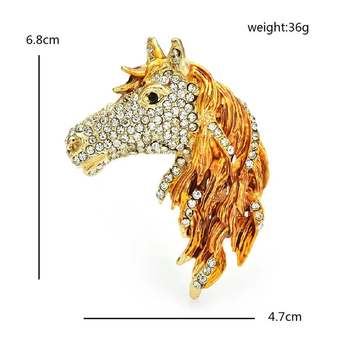 Crystal Horse Head Brooch (Yellow)