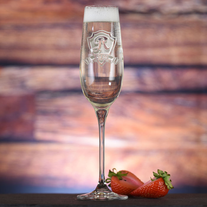Custom, Engraved Crystal Champagne Glass