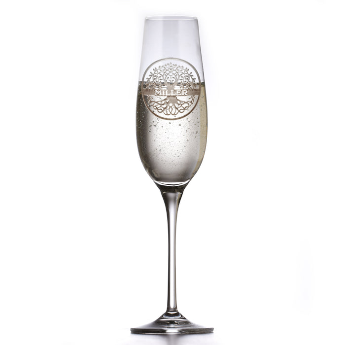 Custom, Engraved Crystal Champagne Glass