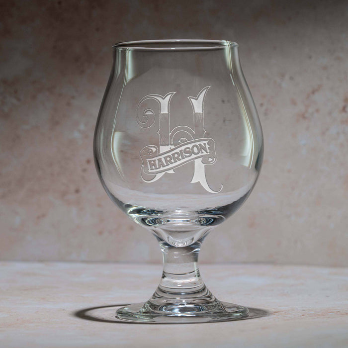 Custom, Etched Belgian Beer & Cider Glass