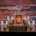 Custom Pinecone Decanter & Glasses, Gift Set