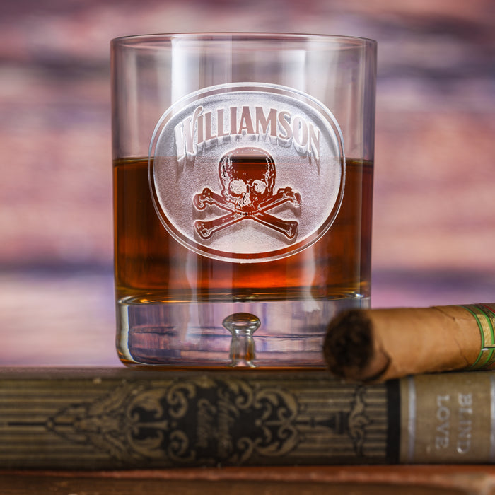 Customized Skull & Bones Whiskey Glass - Crystal