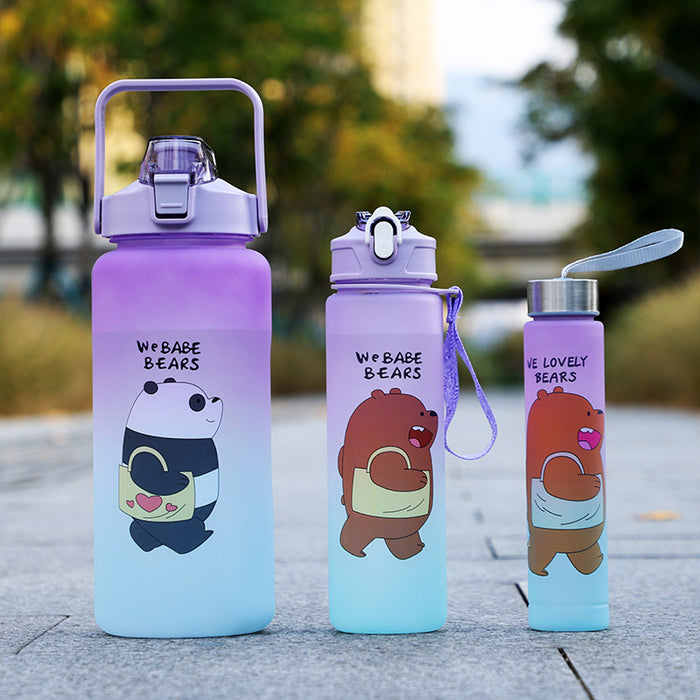 Cute Bear 3-Size Water Bottle Set – Large 2L + Mid 850ml + Mini 300ml Bottles