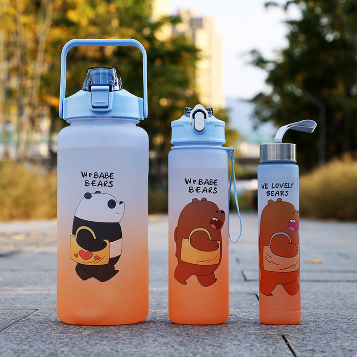 Cute Bear 3-Size Water Bottle Set – Large 2L + Mid 850ml + Mini 300ml Bottles