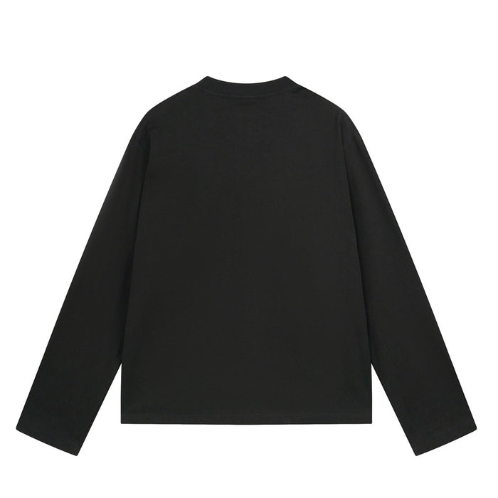 Black long sleeve shirt shown from the plain back