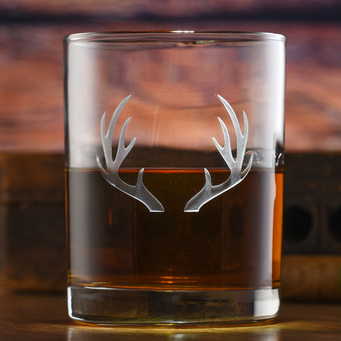 Deer Antlers Rocks Glass (Set of 2)