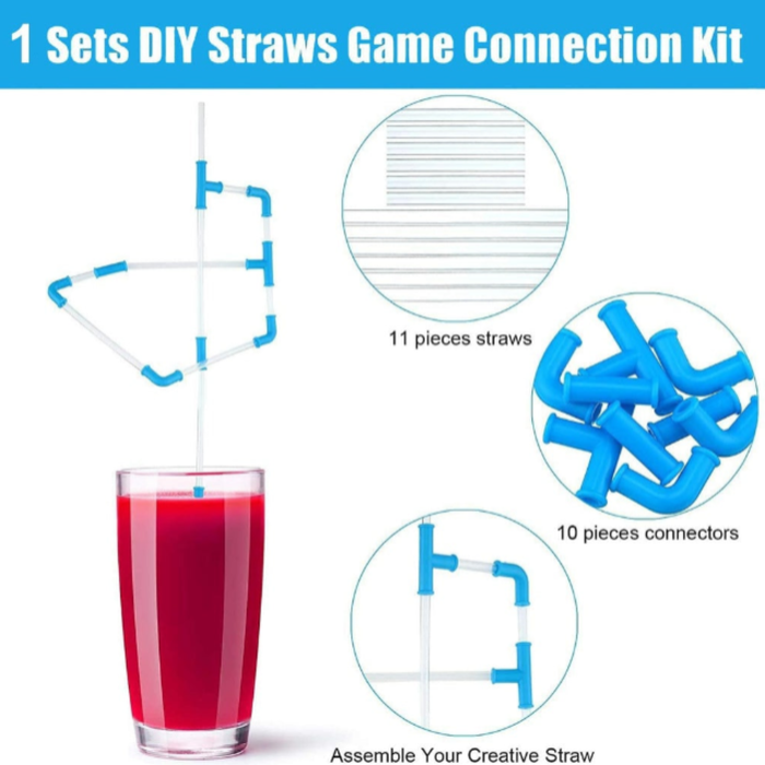 DIY Drinking Straws Set – 21-Piece Creative Play Game Straws for Kids & Adults | Build-Your-Own Fun Drinking Straw Kit